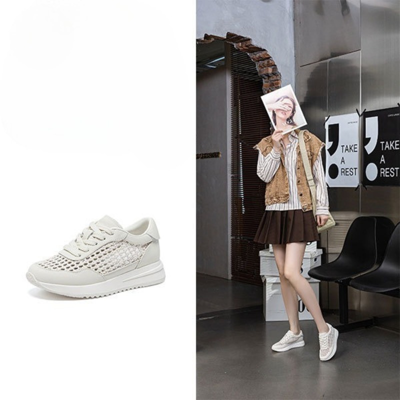 Mesh Sneaker Women - Leather Mesh White Shoes Women's Summer