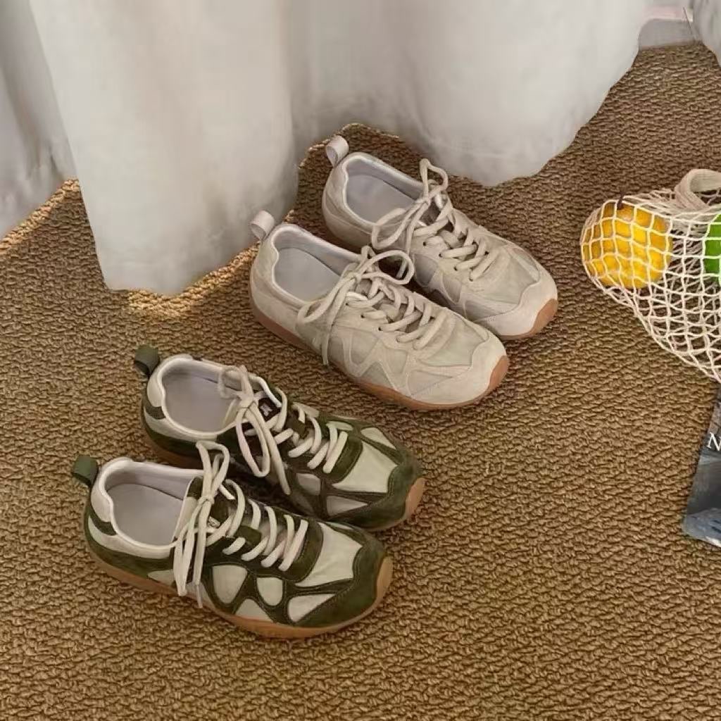 Women'S Shoes Casual Sneakers - Vintage Patchwork Lace Up Sneakers For