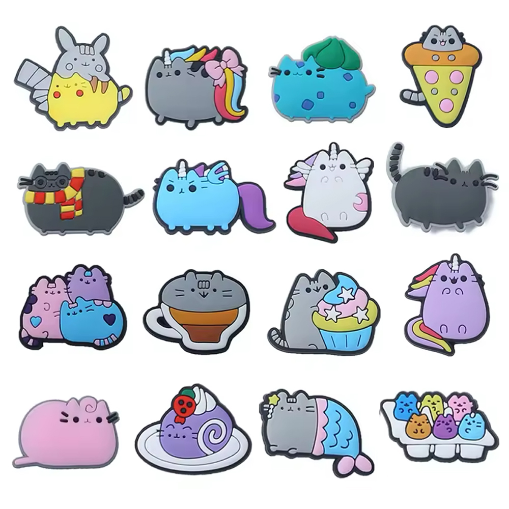 16Pcs Cartoon Cat Shoe Charms  - Croc Style Clog ulasan dan harga