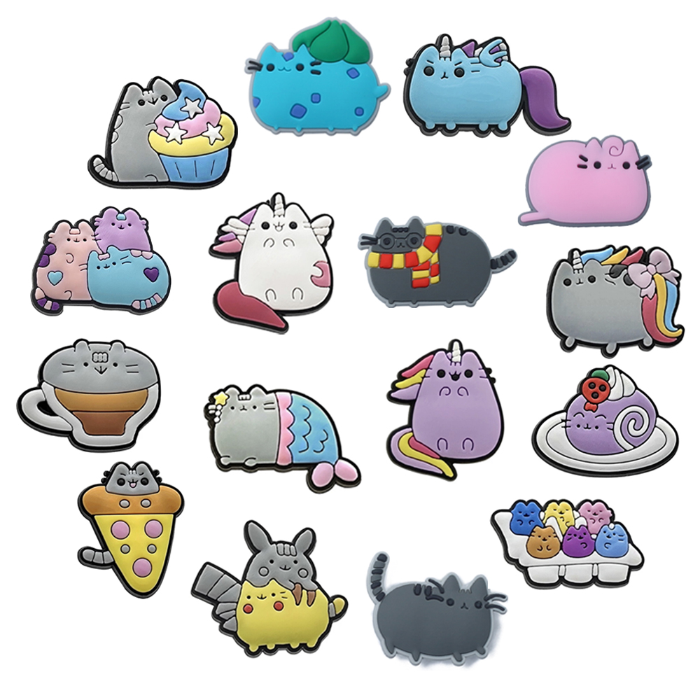 16Pcs Cartoon Cat Shoe Charms  - Croc Style Clog ulasan dan harga
