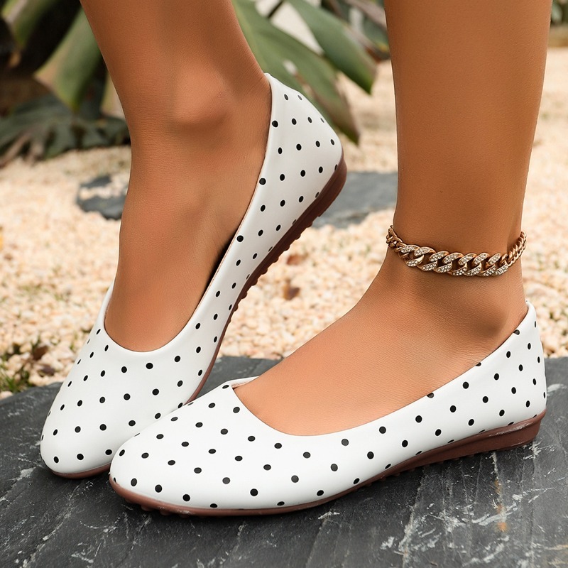 Ladies White Polka Dot Flats R - Loafer Flat Women ulasan dan harga