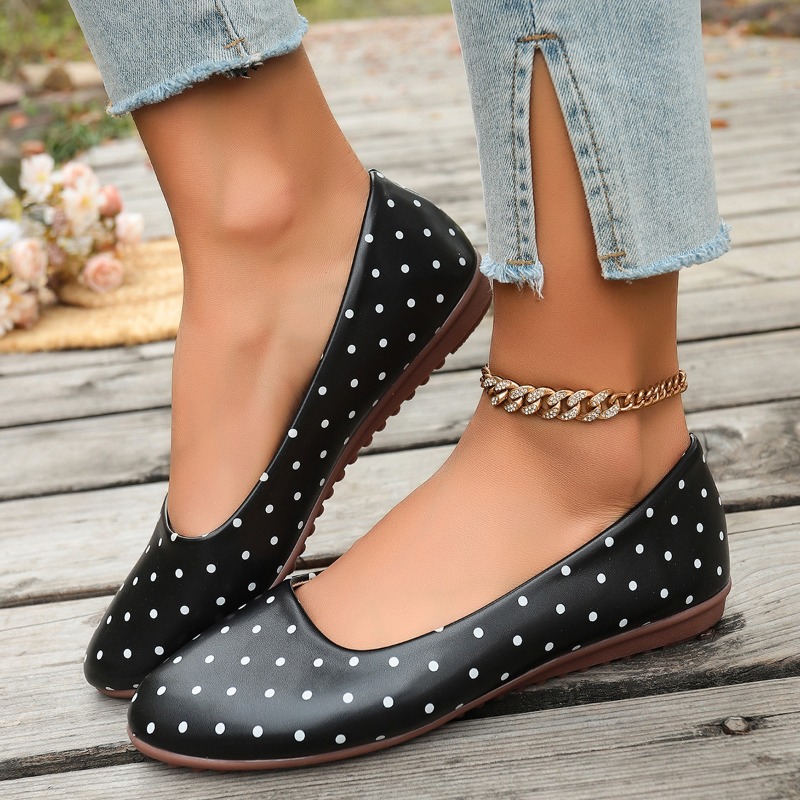 Ladies White Polka Dot Flats R - Loafer Flat Women ulasan dan harga