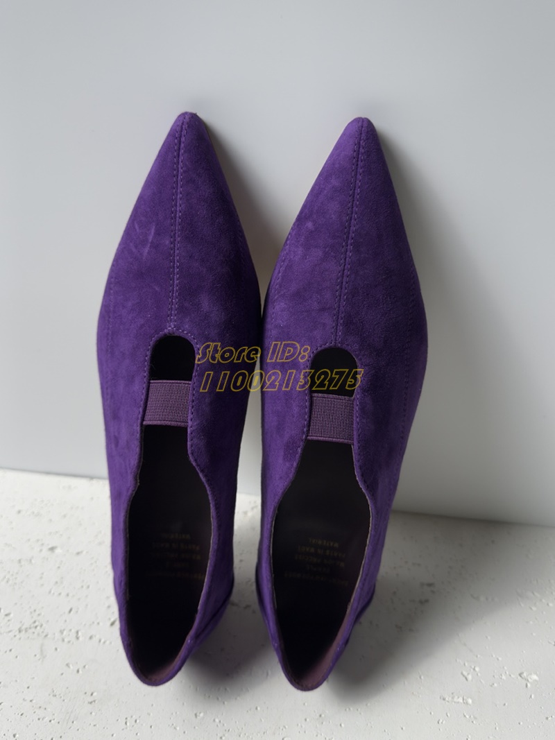 Purple Suede Pointy Toe Pumps  - Women Shoes Winter ulasan dan harga