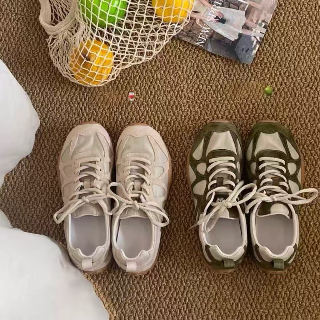 Vintage Patchwork Lace Up Snea - Women'S Shoes Casual Sneakers ulasan dan harga