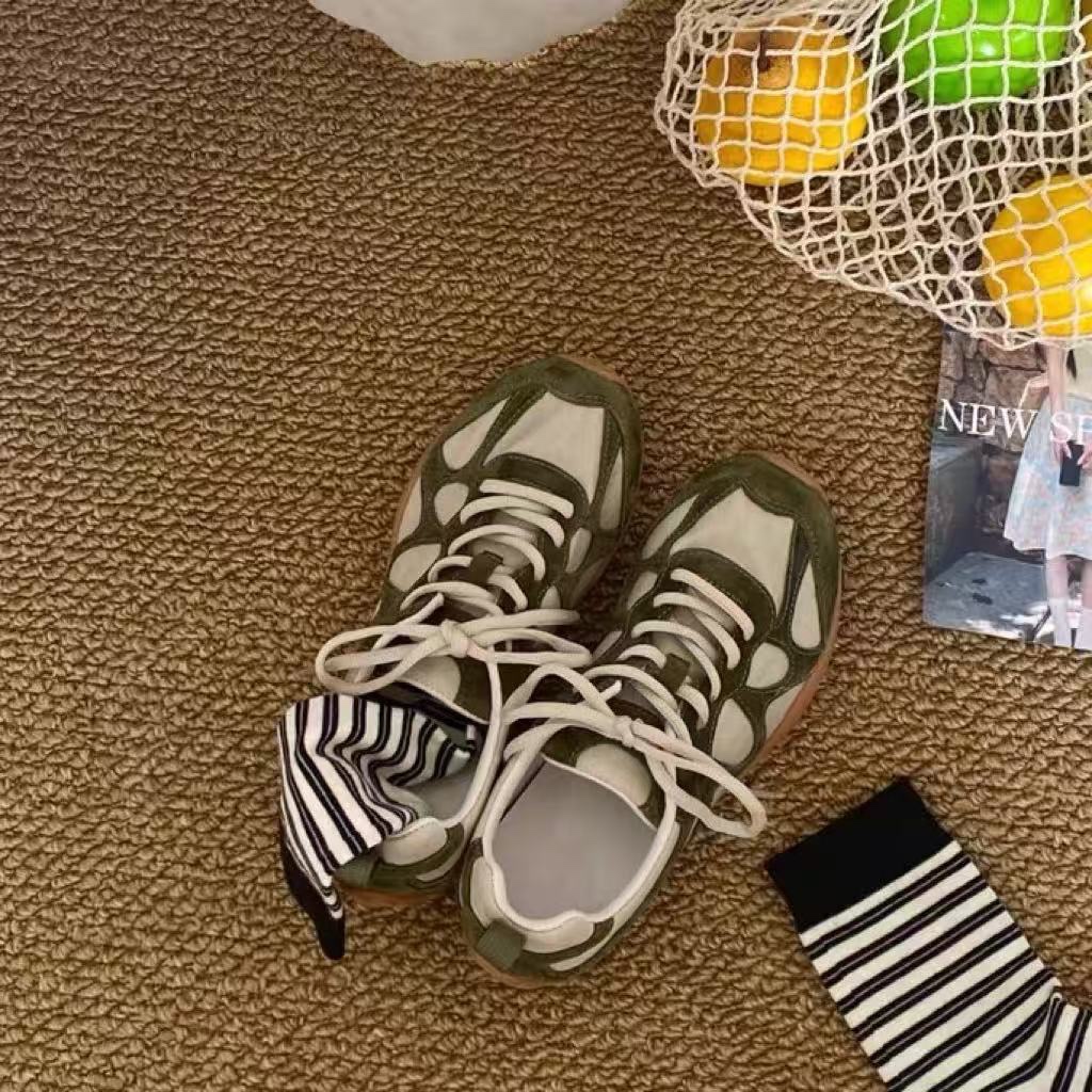 Vintage Patchwork Lace Up Snea - Women'S Shoes Casual Sneakers ulasan dan harga