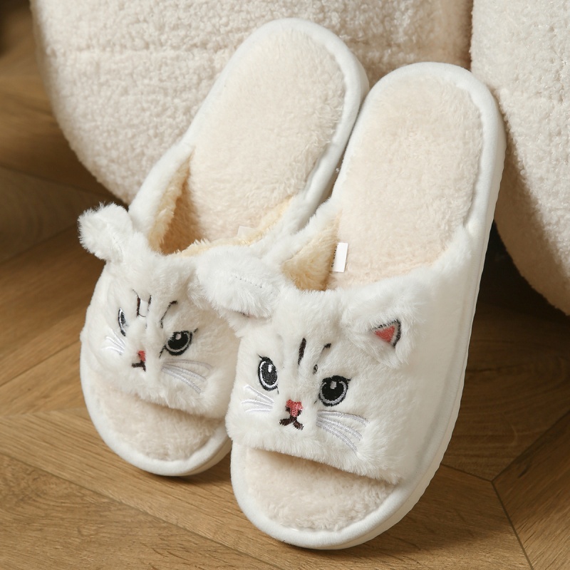 Cute Cat Plush Flip Flops For  - Women Shoes Winter ulasan dan harga