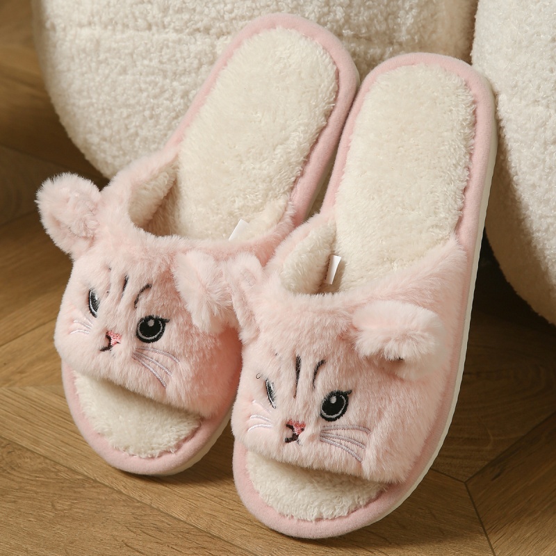 Cute Cat Plush Flip Flops For  - Women Shoes Winter ulasan dan harga