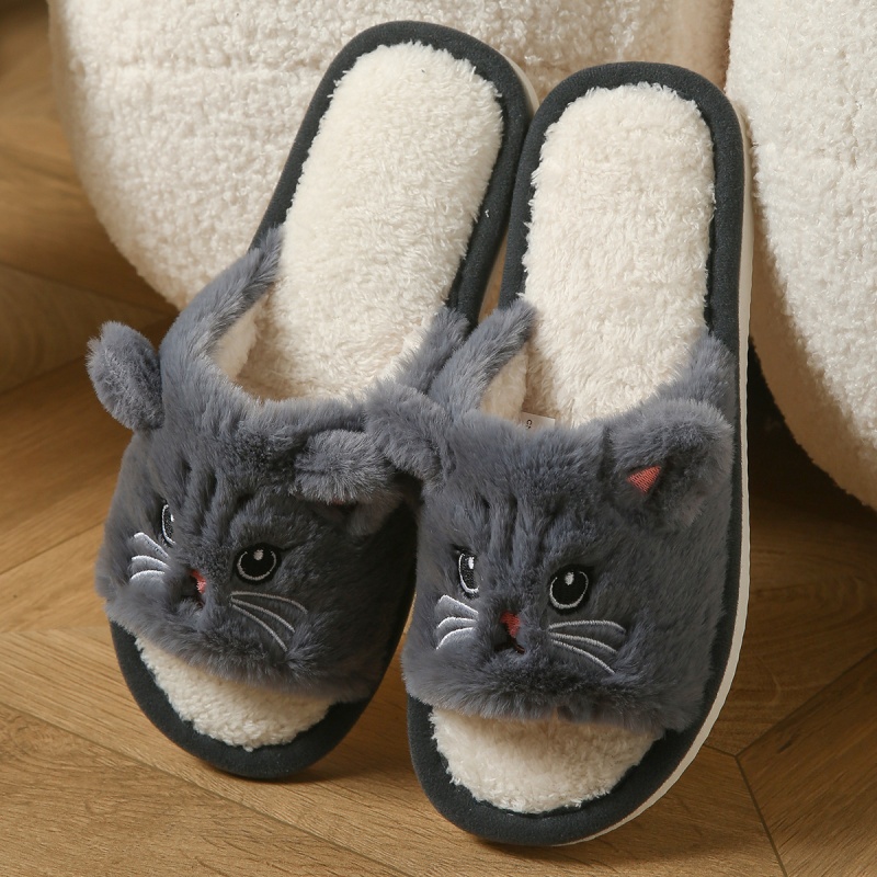 Cute Cat Plush Flip Flops For  - Women Shoes Winter ulasan dan harga