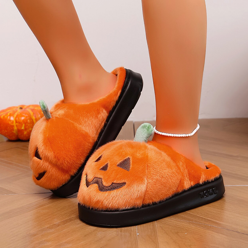 Halloween 3D Pumpkin Plush Sli - Women Shoes Winter ulasan dan harga
