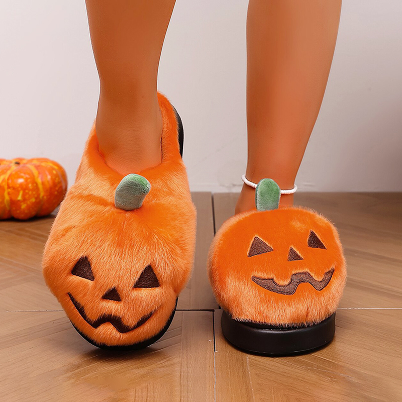 Halloween 3D Pumpkin Plush Sli - Women Shoes Winter ulasan dan harga