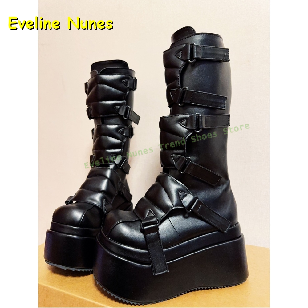 Black Buckle Cyberpunk Y2K Kne - Women'S Shoes Big Feet ulasan dan harga