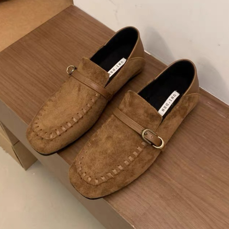 Elegant Suede Square Toe Flat  - Loafer Flat Women ulasan dan harga